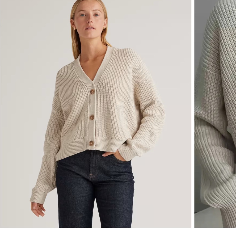 Quince Cream Button-Up Cardigan